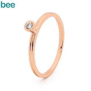 Pink gold plated ring in 9 ct. with white zirconia